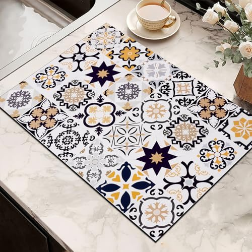 Dish Drying Mat, Bottom Dish Drying Drainer Mat Anti Slip Coffee Machine Mat, 40x60cm Microfibre Drying Mat for Kitchen Counter Worktops Bar