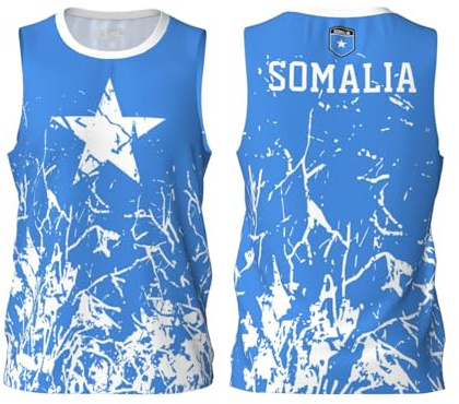 Somalia Flag Grain Basketball Jersey Shirt Team Up Sport 3D Full Print Design Trikots, Schwarz , XL