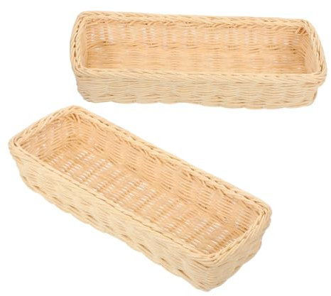 HYTROVE 2pcs Handmade Rattan Tableware Basket Wicker Chopstick Holder Woven Kitchen Storage for Cutlery