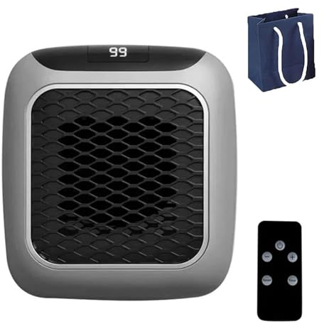 Blumeheat, Blumeheat Heater, 2025 Nuovo Riscaldatore Portatile Blumeheat, Stufetta Elettrica Basso Consumo con termostato e timer regolabili, Mini riscaldatore elettrico con telecomando (Grigio)