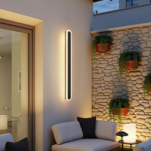 Warmiehomy Outdoor Wall Lights, Aluminium & Acrylic LED Wall Lamp, IP67 Waterproof Outside Lights, 3000K Hardwired Exterior & Indoor Wall Light for Garden, Yard, Villa, Porch, Hallway, Garage, 60cm
