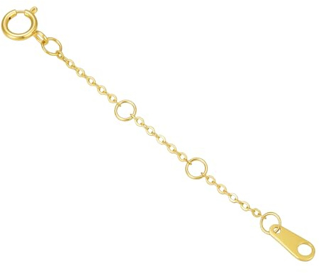 10K Yellow Gold 1/2/3/4 Necklace Extender Chain with Spring Clasp, 10K Gold Necklace Extender Bracelet Anklet Extension Chain, Bracelet Extender 10K Gold (Style 2-1.5chain=3x0.5)