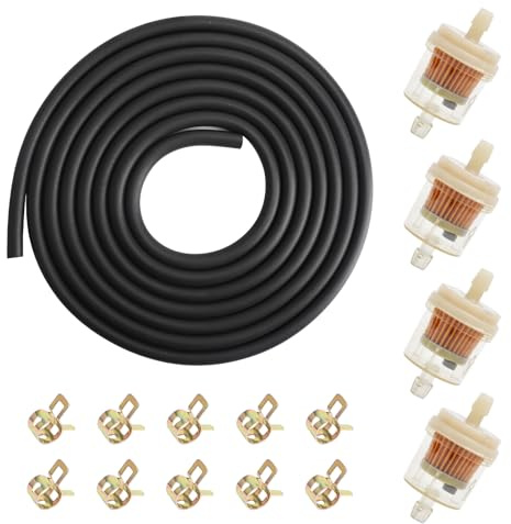 KQDRAVINE Filtro Benzina Moto con 4 Filtri e 10 Fascette Stringitubo, Tubo Benzina 3 mm per Ciclomotori, Motociclette, Scooter, Tosaerba e Automobili
