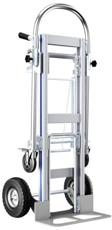 TREPPE Carro Plegable 3 en 1 de Aluminio Ultra Resistente –(2 Ruedas: 200 kg, 4 Ruedas: 250 kg), Ruedas robustas sin pinchazos, Plataforma y Carro de Mano Convertibles