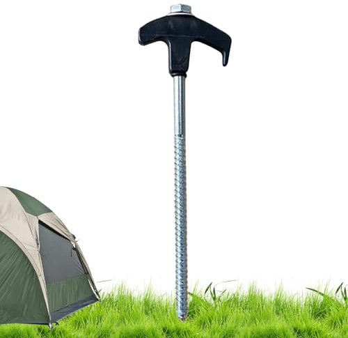 Chaies Golvankare för skruvning, tältringar för skruvning, robust | 20 cm metallstolpar för golvet, lyser i mörkret, tälttillbehör, tältringar med gänga, campingstolpar, vindtät, för