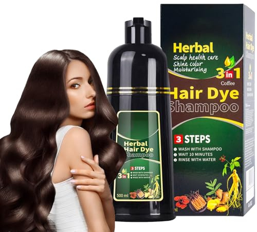 Virecose Brun Foncé Shampoing Colorant 500ml, Shampoing Colorés Instantanée, Shampooing Teinture Cheveux Blancs, Hair Color Shampoo pour Hommes Femmes