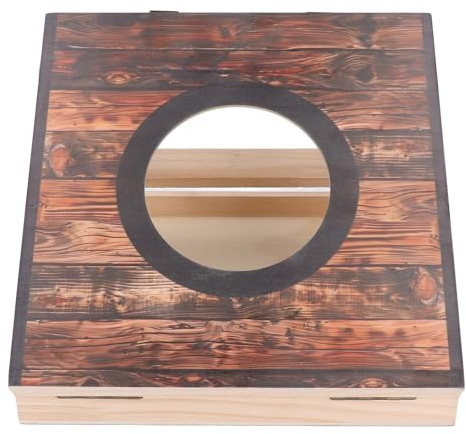 Haofy Ensemble de Jeu de Cornhole en Plein Air, Jeu de Lancer de Pouf en Bois avec Structure Stable et Revêtement Résistant à l'eau pour Les Enfants et Les Réunions de Famille (Cercle Noir)