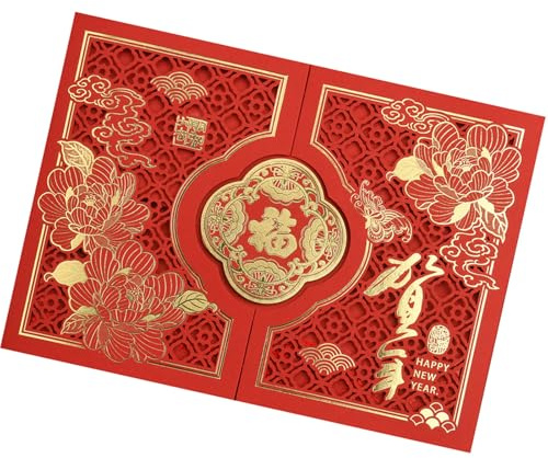 YIZITU Tarjeta De Año Nuevo Chino con sobre Tarjeta De Felicitación Navideña En Relieve para Celebración De Festivales Y Bendición Tradicional Tarjetas De Felicitación De Año Nuevo Chino