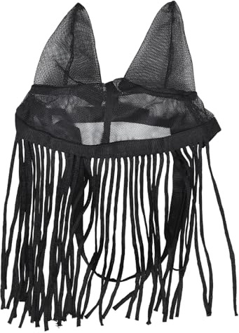 DECOMELODY Maschera Anti-mosche con Orecchie e Frange per Cavalli, Taglia M, in Rete Traspirante Poliestere, Copertura Protettiva Viso e Orecchie, Resistente e Confortevole per Uso Esterno