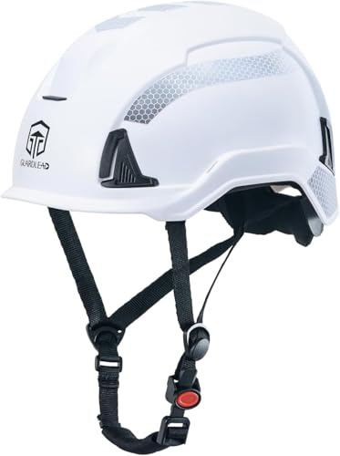 GUARDLEAD W-6000-C Safety Helmet, Non-Vented Hard Hat with EPS Liner, Type II Class E & EN 50365/EN 397 Certified, Adjustable Ratchet & Reflective Strips for Construction, Electrical Work (White)