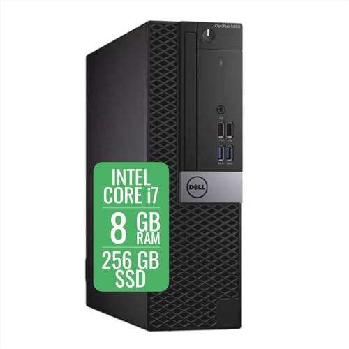 Dell Optiplex 5050 SFF PC de bureau Intel Core i7 7e génération, RAM 8 Go, SSD 256 Go, Wifi USB, Windows 11 Pro + Libre Office (Reconditionné)