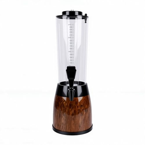 Riuulity Dispensador de Bebidas con Torre de Cerveza, Dispensador de Bebidas de 2,5 L con Luces LED, Tubo de Hielo Extraíble para Uso Comercial en Fiestas en Casa (Grano de madera)