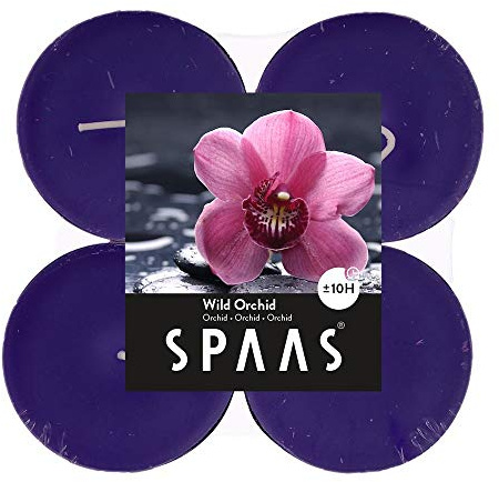 Spaas 12 x 4 Duftende Maxi-Teelichter, ± 10 Stunden, Wilde Orchidee