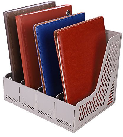Stehsammler 4 Fächer Dokumentenablage Zeitschriftenständer A4 Schreibtischablage Ordner Dokumente Sammler Schreibtisch Ordnungssystem Plastik Zeitschriftensammler für Büro Arbeitszimmer