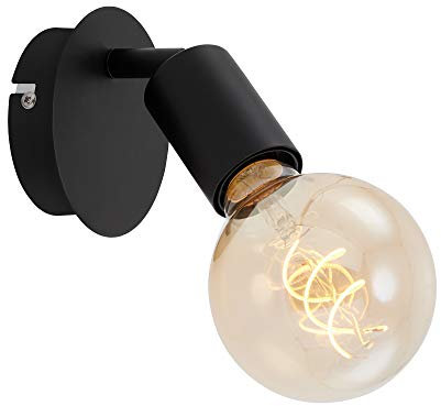 BRILONER - Faretto da Parete, Applique, Retrò/Vintage, Orientabile, Regolabile e Inclinabile, E27, Max. 60W, 100x80mm (DxA), Metallo, Nero
