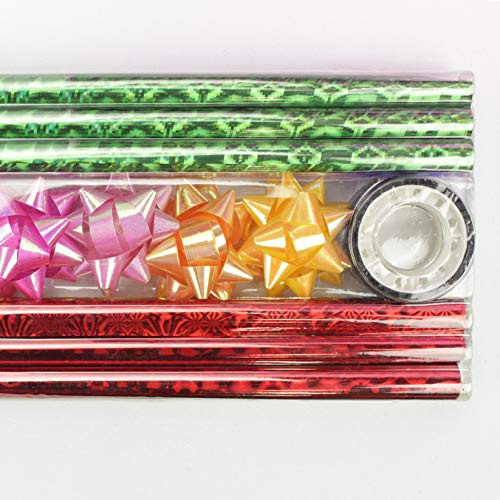 SET PAPEL REGALO 12 ROLLOS + 12 MOÑOS + 2 CINTAS