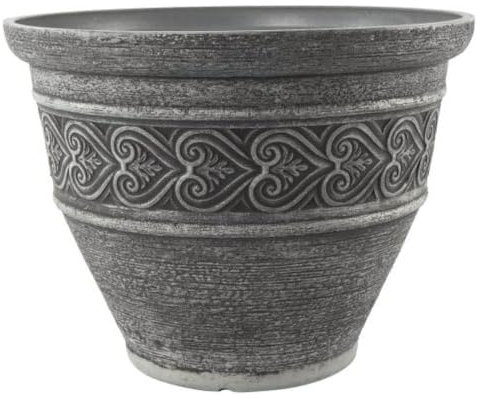 YouGarden Heart Round Planter 40cm Dark Granite
