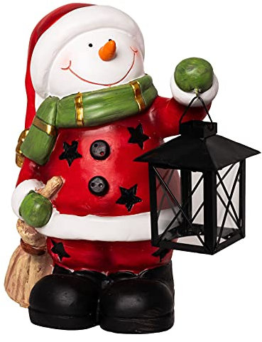 Wichtelstube-Kollektion Dekofigur Gartenfigur Weihnachten Schneemann mit Laterne