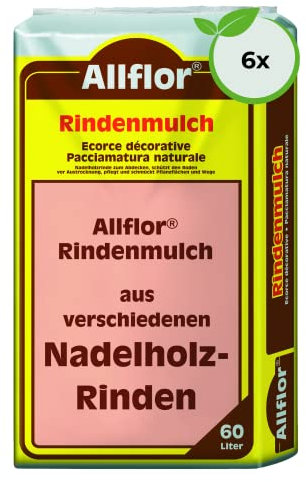 Allflor Rindenmulch aus verschiedenen Nadelholzrinden I 60 Liter Beutel I Holzhackschnitzel für Garten I Gartenmulch gegen Unkraut