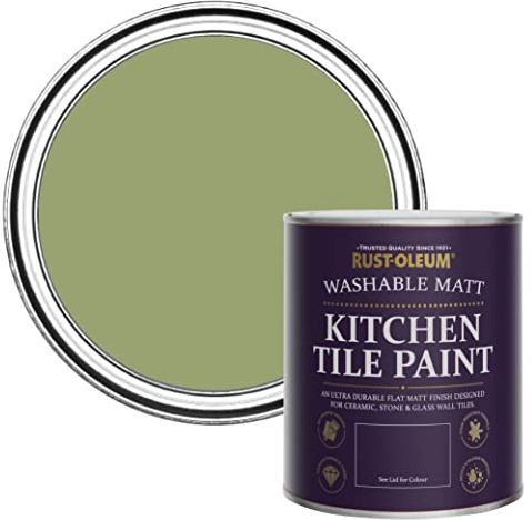 Rust-Oleum abwaschbare Küchenfliesenlack in grün mit Matt Finish - Laubgrün 750ML