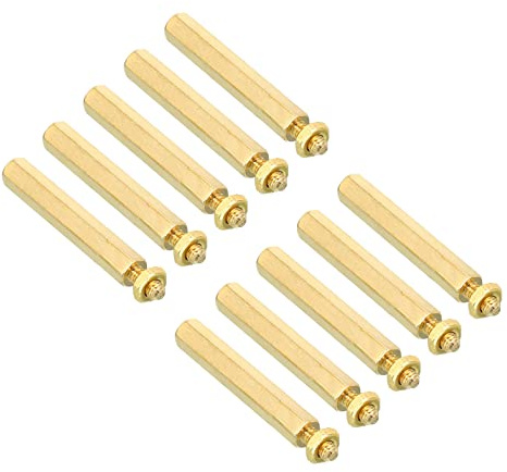 PATIKIL 30mm+6mm M3 Abstand Schrauben, 40 Pack Messing Hex PCB Abstandshalter Gewindemutter Abstandsbolzen für Mutter Bretter, Computer Gehäuse, Leiterplatten, Elektronik, Goldton