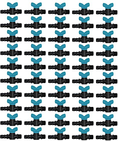 Buachois 50 Pcs Vannes de Commutation D'irrigation Goutte à Goutte 16 mm 3/4 Filetage Mâle en Plastique Vannes de Jardin Micro Connecteurs de Tuyau Vanne Barbelée pour Tube D'irrigation de 20 mm