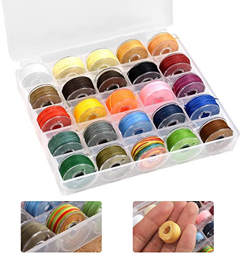 HAOMEEDUO 25 Rollen Gewachste Schnur 0.55mmx10m Polyesterschnur Gewachster Faden Wachsschnur 25 Farben Wachsband Baumwollschnur mit Box für Schmuckherstellung Kordel Handnähgarn DIY Basteln