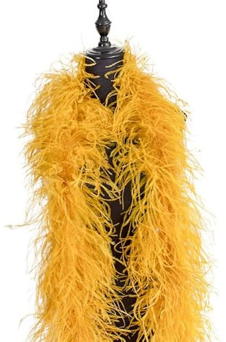 1M flauschige natürliche Straußenfederboas 2 4 6 10 20 PLY Hochzeitsaccessoires Straußenfedern für Bastelpartydekoration Plume Boa-Gold, 4ply 1Meter