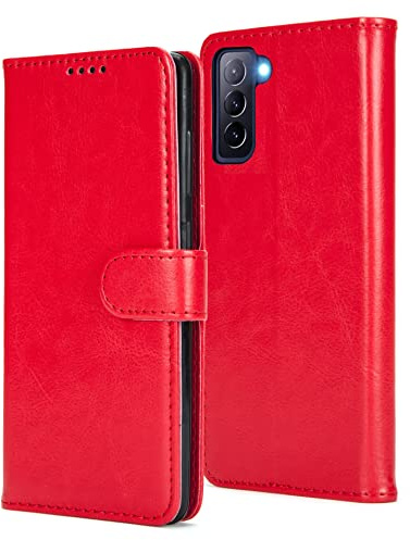 AMAZE!UK A24 case Compatible With Samsung Galaxy A24 Phone Case Leather Flip Protective Wallet Style Kickstand Magnetic Schockproof Cover Red