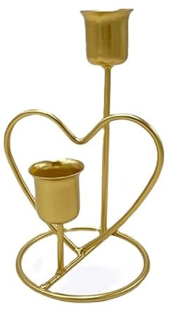Kerzenhalterhalter Mini-Kerzenständer aus Schmiedeeisen, Metall, herzförmiger Kerzenhalter, Ständer, Dekoration for romantisches Abendessen, Hochzeit, Geburtstag, Party Kandelaber ( Color : Gold )