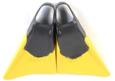 RIP Aletas de natación de cola de dofin asimétrica profesional, flotantes, bodysurf, bodyboard, esnórquel, buceo, nivel de competencia, comodidad con velocidad y control (negro/amarillo, mediano)