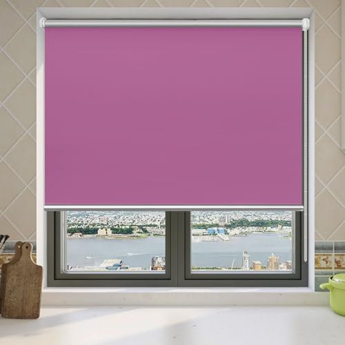 Doppelrollo Klemmfix Ohne Bohren 35 x 180 cm Hitzeschutz und Sichtschutz Rollo Klemmrollo Verdunkelnd Rollos Höhe Stufenlos Verstellbar für Fenster und Tür, Rosa