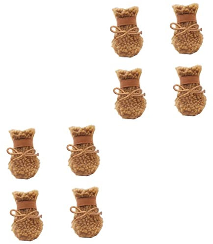 PRETYZOOM 8stücke Teiliges Plüsch Hundeschuhe Für Winter rutschfeste Boots Für Hunde Outdoor Haustier Fußschutz Braun
