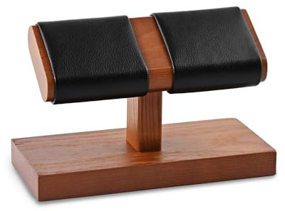 Oirlv Massivholz Doppel Uhrenständer,Uhrenhalter aus Holz,Watch Stand,Schmuckständer,Geschenk für ihn(Schwarz)