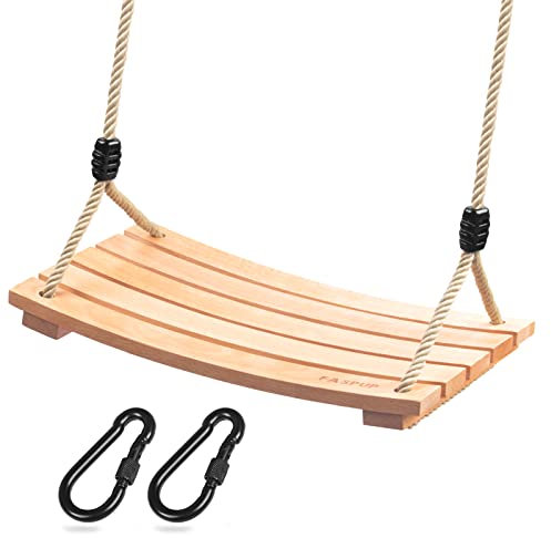 Holzschaukel Outdoor für Erwachsene Kinder, Schaukelsitz Holz mit Verstellbarem Hanfseil Schaukel Holz Outdoor für Garten Schaukel für Erwachsene bis 100 kg (17.7 x 9.8 in)