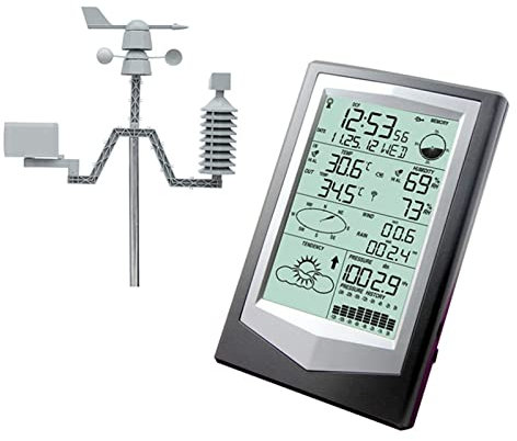 Station météo professionnelle, Météo météo météo météo météorologury mètre vent vitesse vent orientation jauge de pluie thermo-hygromètre sans fil Facile à configurer et à lire les données