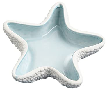 SUNFECILI Keramik-Schmuckschale, Kleine Muschelform, Schmuckschale, Ringe, Armbänder, Schmuckhalter, Ozean-Stil, Ohrringe, Halskette, Aufbewahrungsschale, Dekorative Schlüsselschale, Blaue