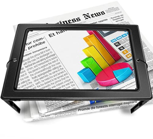 NZQXJXZ Leselupe mit Licht für Senioren Groß, 5X Lupe mit Licht, Dimmbare Lupen mit 50 LED Licht, Größere Linsen, Klappbarer Ständer Hände Frei für Bücher, Arbeit, Nähen, Lesen, Sehschwäche