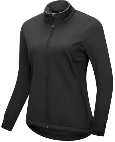 33,000ft Damen Wasserdichte Fahhradjacke Fleece Gefütterte Softshelljacke | Reflektierende Streifen, Daumenlöcher & Uhrenloch, 5 Taschen, Atmungsaktiv, Übergangsjacke, für Radfahren Laufen