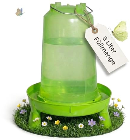 8l Hühnertränke, Geflügeltränke für Hühner, automatische Wassertränke, Tränke Geflügel als Wasserspender, Wachteltränke, Trinkbehälter, 8 Liter