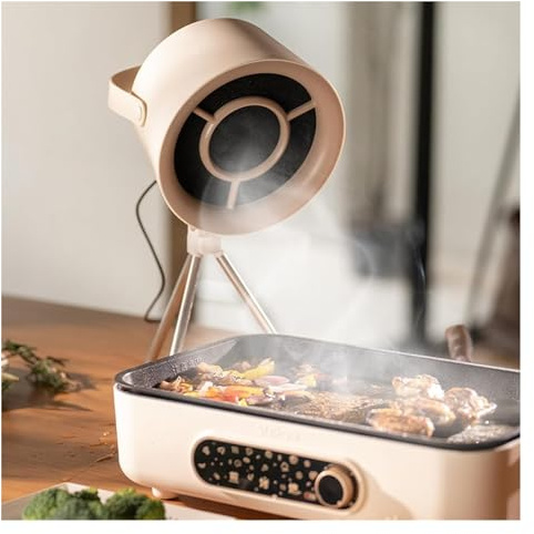 Busaiu Desktop Cooker Hood, Mini Portable Extractor Hood with Strong Suction, Cooker Hoods, Small Tabletop Range Hood, for Indoor Dinner Party(Color:White)
