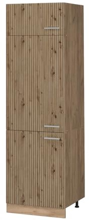 Vicco Kühlumbauschrank R-Line, Artisan-Eiche, 60 cm | 3 Türen · ✓ Kühlschranknische · Höhenverstellbare Füße · 1 Einlegeboden · ✓ Frei kombinierbar