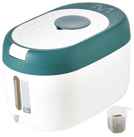 Rice Storage Container 5KG Sealed Rice Dispenser with Measuring Cup, BPA-Free Cereal Storage Containers for Soybean Corn Kitchen Pantry Organization Rice Dispenser Kitchen Storage Containers Cereal St