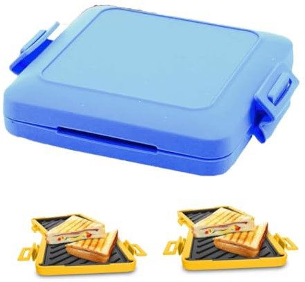 Generisch Mikrowellen-Toastie-Maker, Mikrowellen-Toastie-Sandwich-Maker, schneller zeitsparender Grillkäse, Toastie-Maker mit verstellbaren Silikonriemen, Sandwich-Press-Toaster (blau)