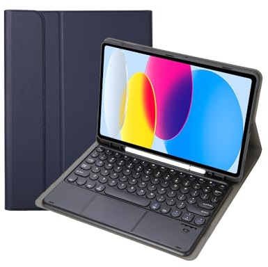 Keyboard Case for iPad 6th / 5th Generation 9.7 inch (2018/2017), Air 2 & 1 (2014/2013),Bluetooth Keyboard with Touchpad, Pencil Holder,Navy