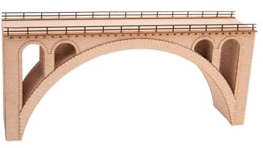 NOCH Brombenzviadukt, Modellbau-Laser-Cut Bausatz, 18,6 x 3,8 cm, Höhe 8,6 cm, für Spur N, realistische Eisenbahnbrücke