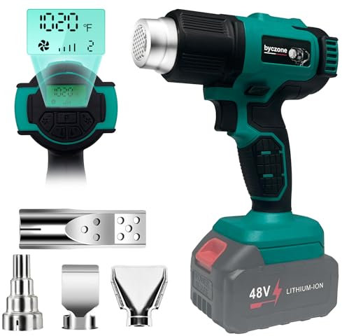 Akku Heißluftgebläse für Makita 18V, 50°C-550°C Manuelle Heißluftpistole mit Digitalem LCD-Display, Einstellbarer Temperatur & Luftkontrolle mit 4 Edelstahldüse für DIY, Basteln, Abziehen von Farbe