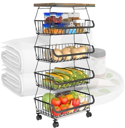 Birtern Carrello per verdure, carrello multiuso per la conservazione della frutta, organizer per frutta da cucina, scaffale per riporre verdure per cucina, dispensa, garage