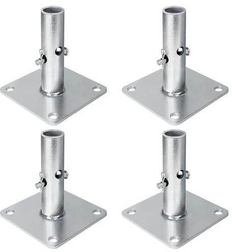 4 placas base galvanizadas para andamio, placa base soldada superior de 4.75 x 4.75 x 1-5/16 OD, piezas de andamio resistentes para construcción