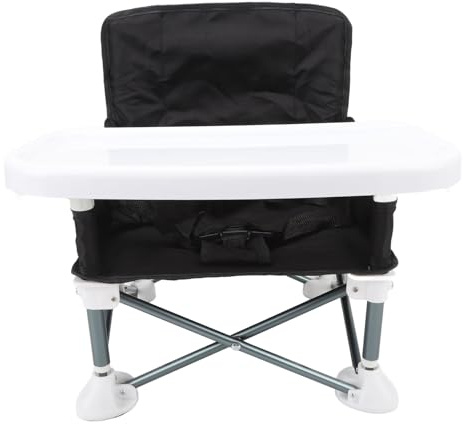 Tragbarer, Zusammenklappbarer, Multifunktionaler Baby-Esstisch Im Freien für Camping, Strand, Stilvoller und Eleganter, Faltbarer Baby-Fütterungsstuhl (BLACK)